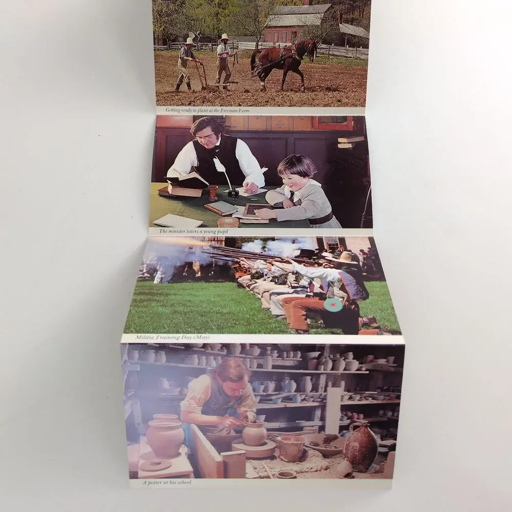 Old‎ Sturbridge Village MA 1980s Fold-Out Postcards Unused Sheep Colonial Times